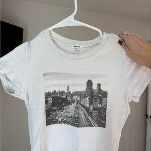 Garage White Graphic Crop Top